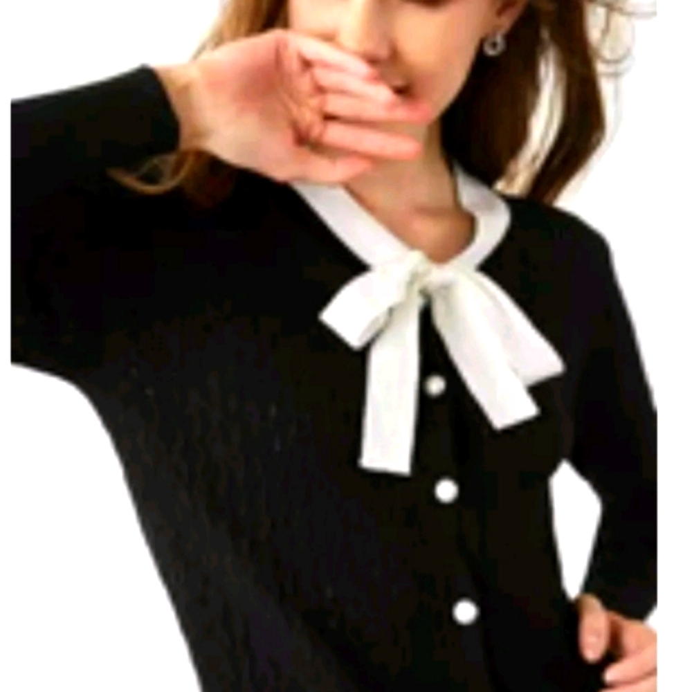 NEW Cardigan  Women One Size by J ing Ashtyn Black Contrast Black